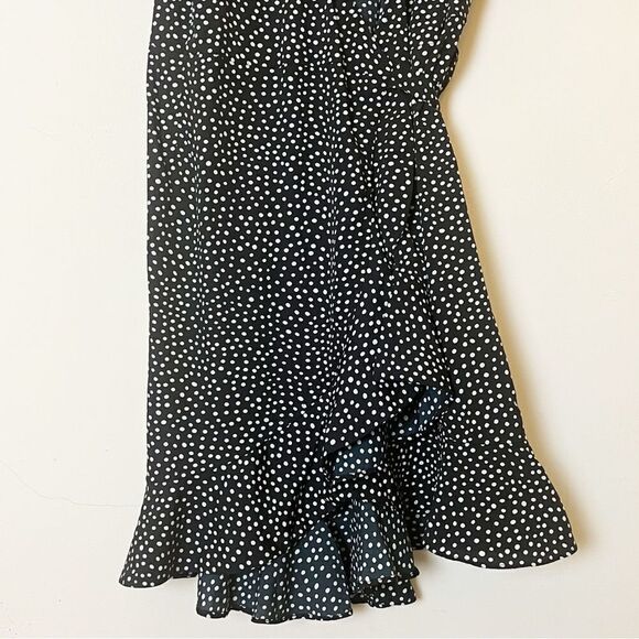 VERO MODA Black Polka Dot Henna Frill Wrap Dress, Size Small - Picture 7 of 16